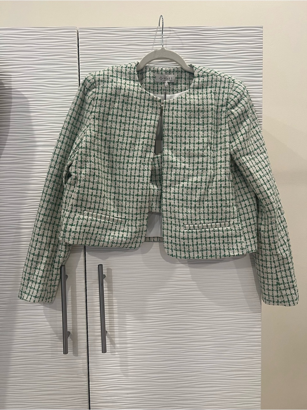 Wayf Green and Cream Tweed Jacket with Matching Bustier - Picture 2 of 7